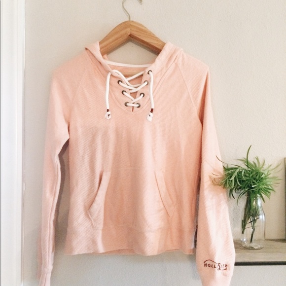 Hollister Sweaters - hollister | lace up peach sweater